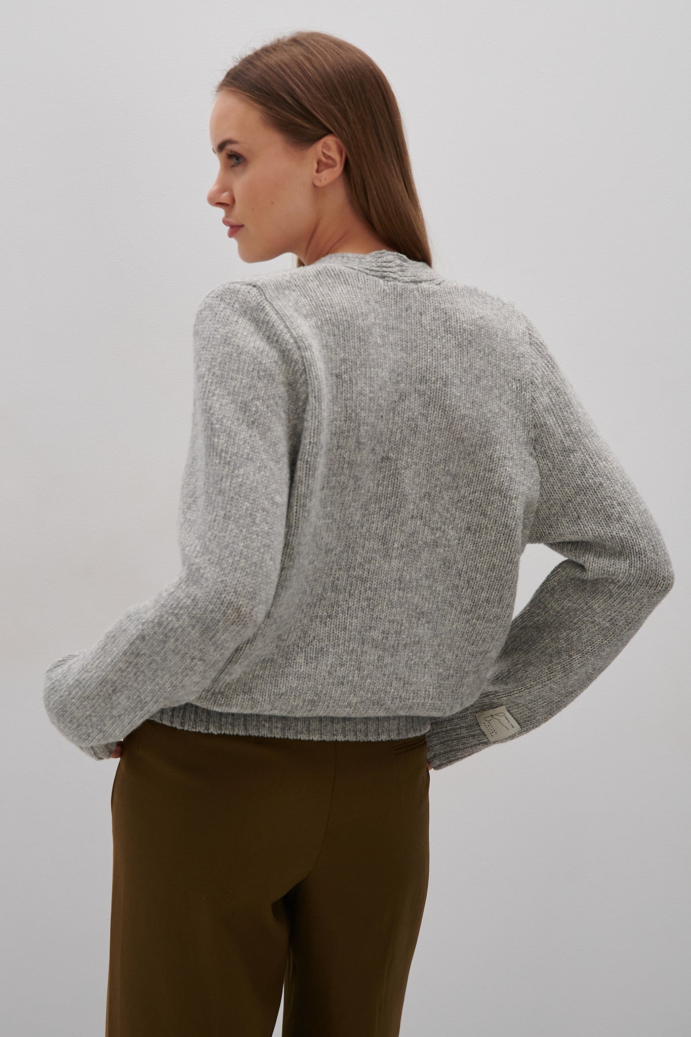 Kardigan z wełny merynos zapinany szary - 3