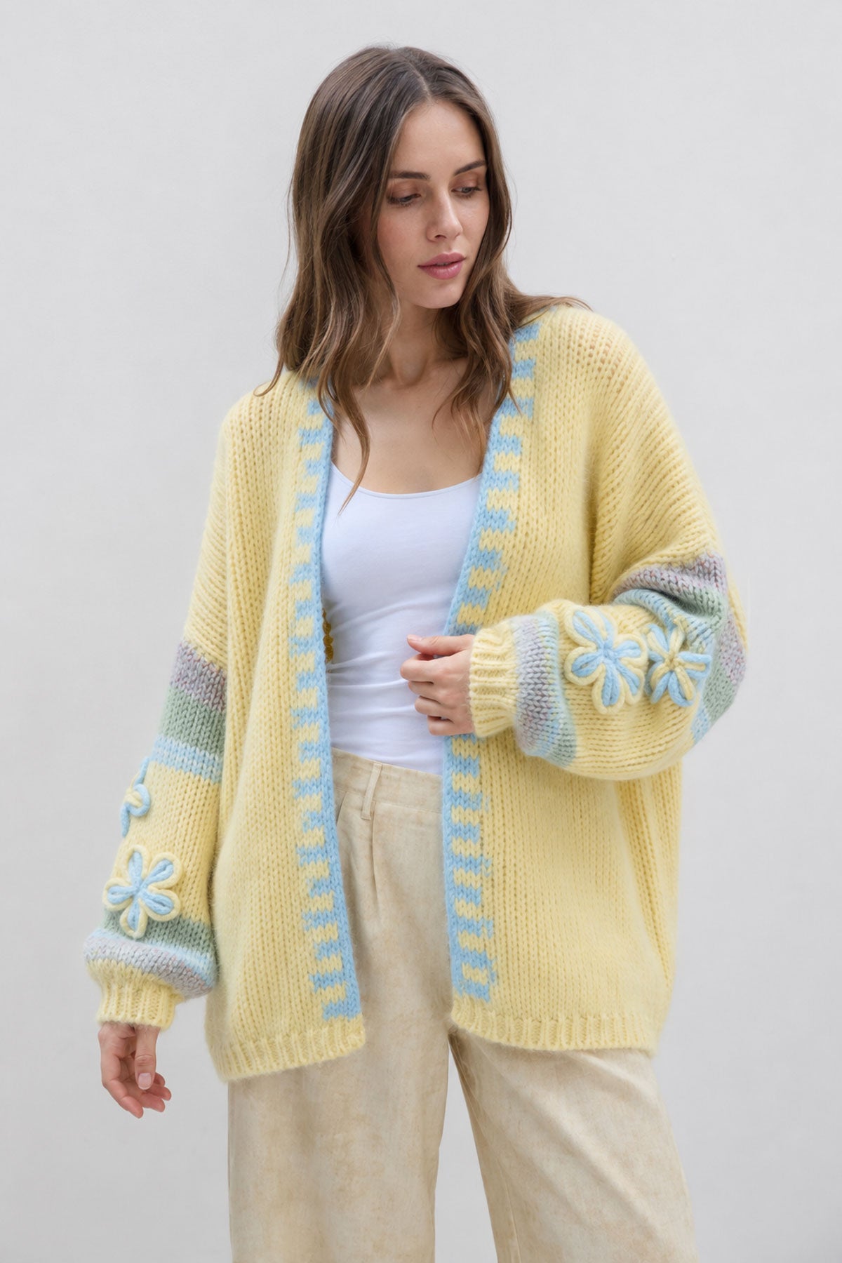 Zuckerblütenrosa Strickjacke