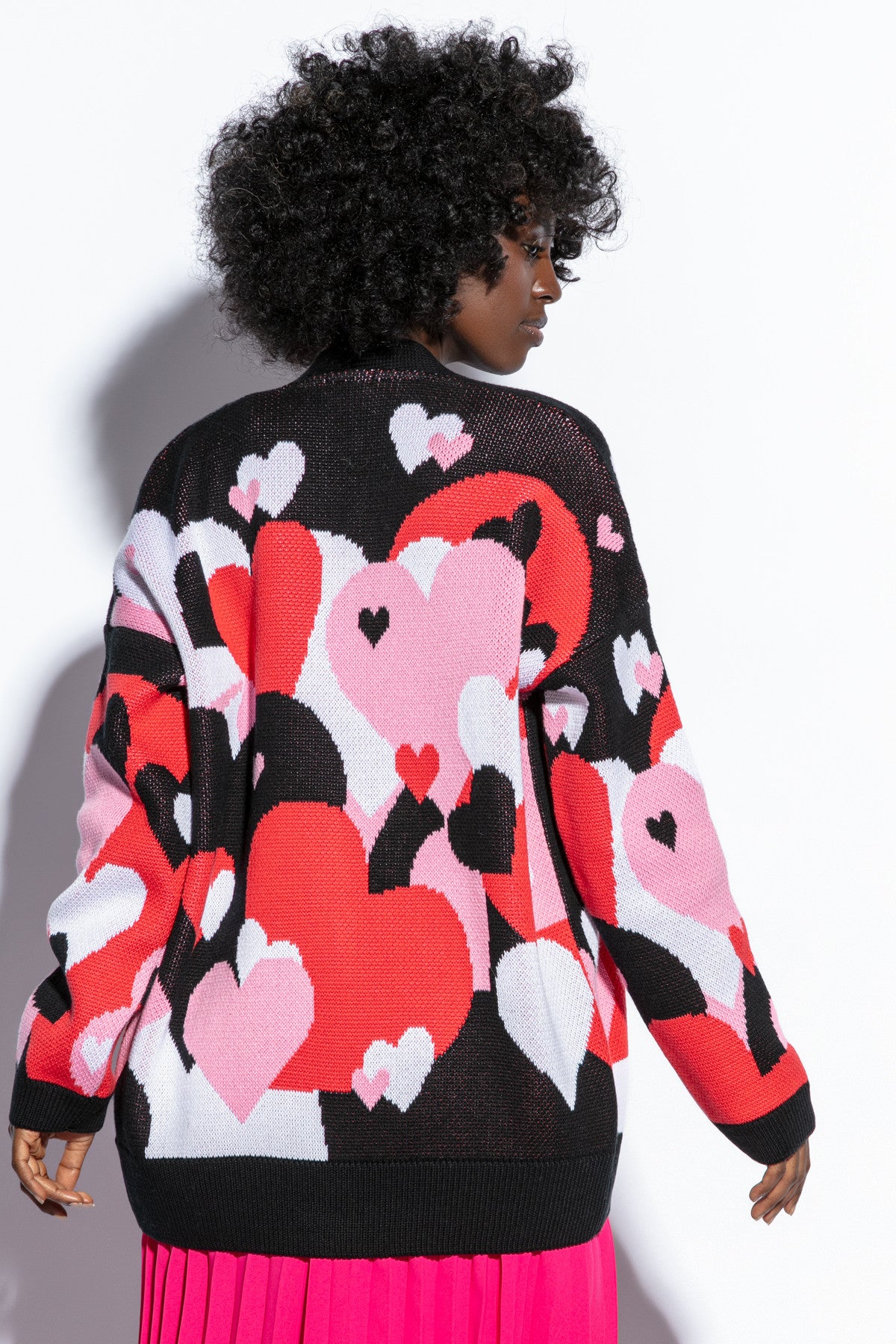 bawełniany kardigan serca czarny - 6