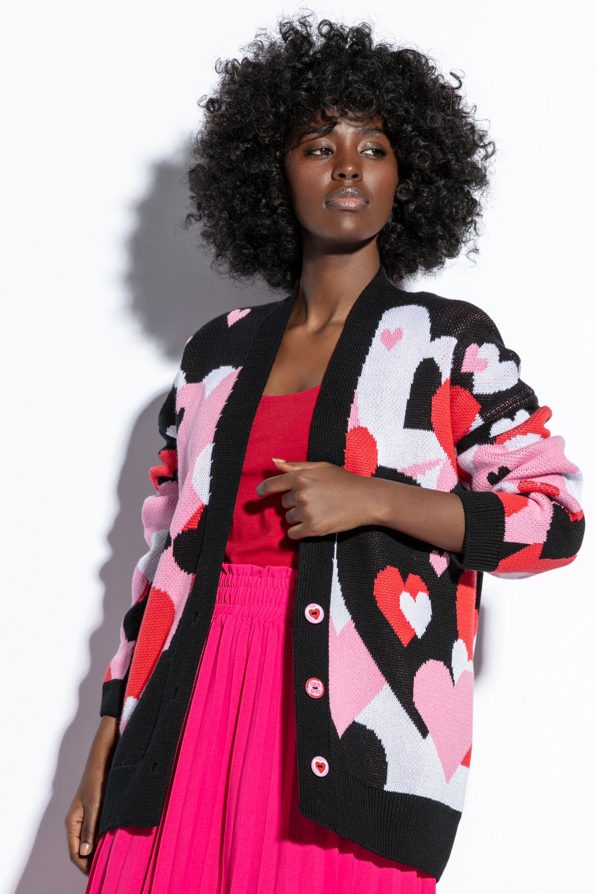 bawełniany kardigan serca czarny - 3