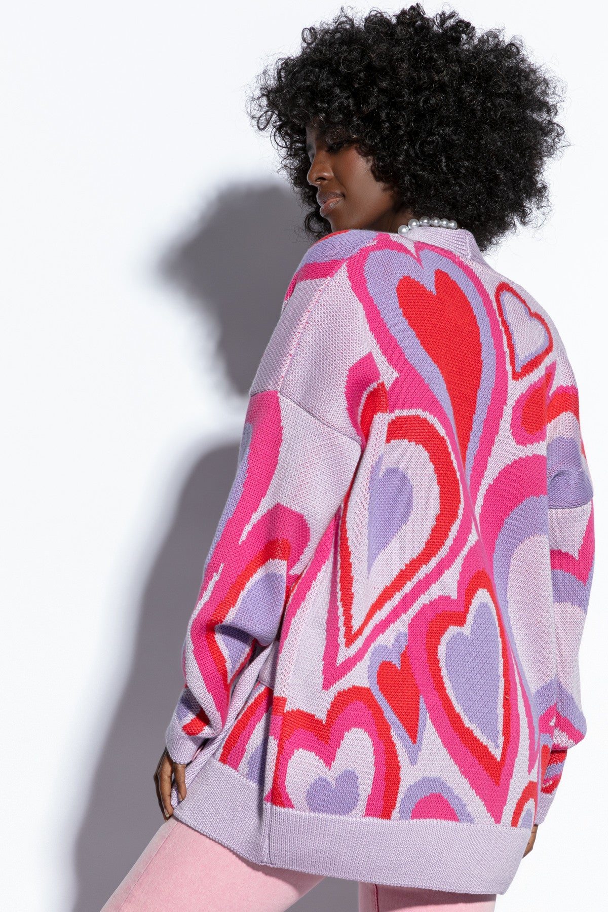 bawełniany kardigan serca fioletowy - 6