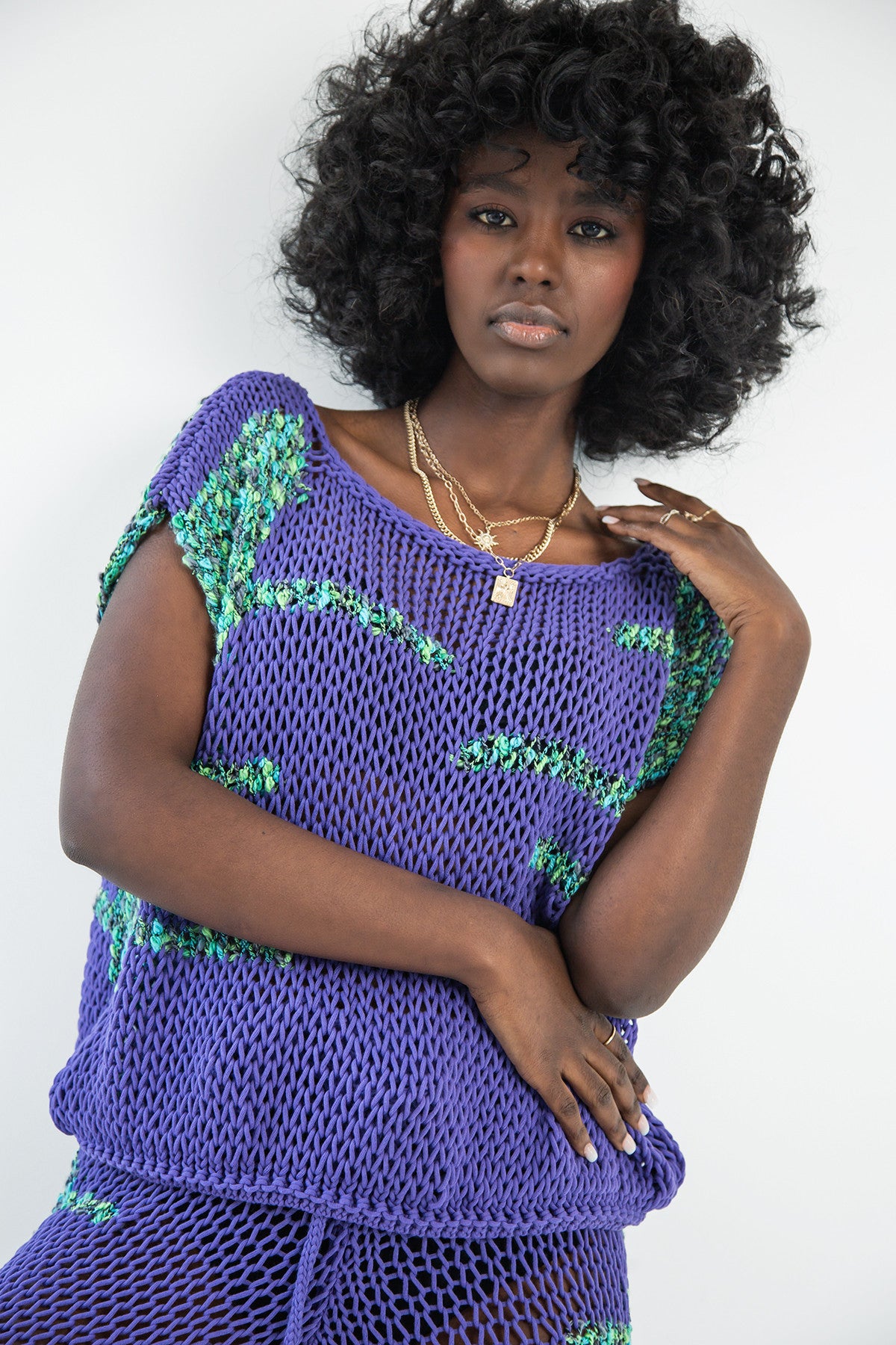 komplet bluzka i spodnie fioletowy - 6