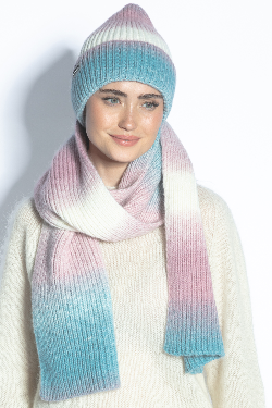 WEŁNIANY KOMPLET CZAPKA I SZAL różowy - 6