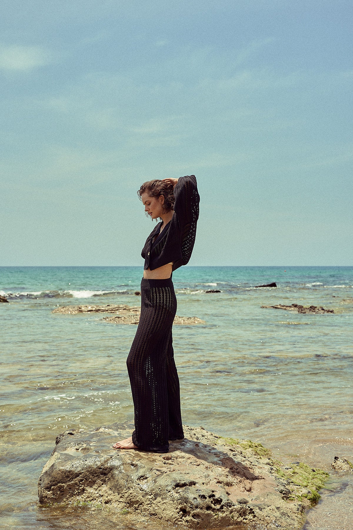 Komplet bawełniany ażurowy czarny - 4