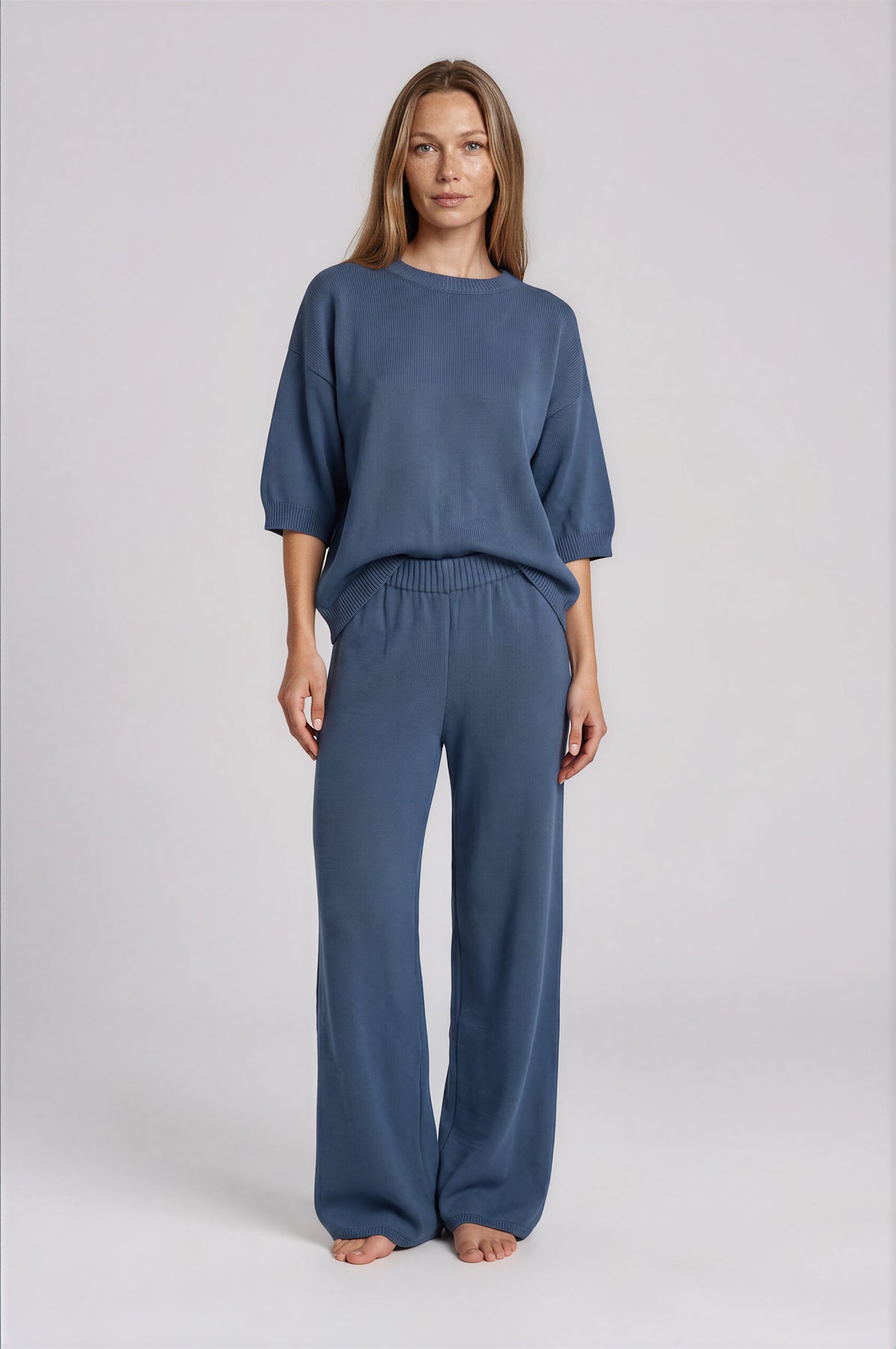 Spodnie klasyczne z bawełny Séra granat