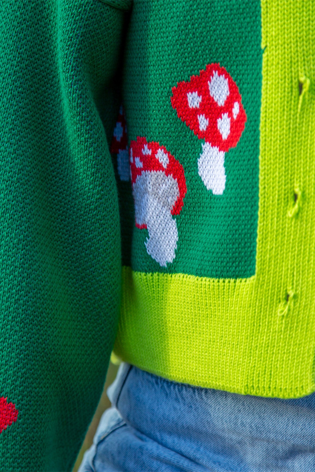 Krótki kardigan muchomory - sweter zapinany zieleń zielony - 5