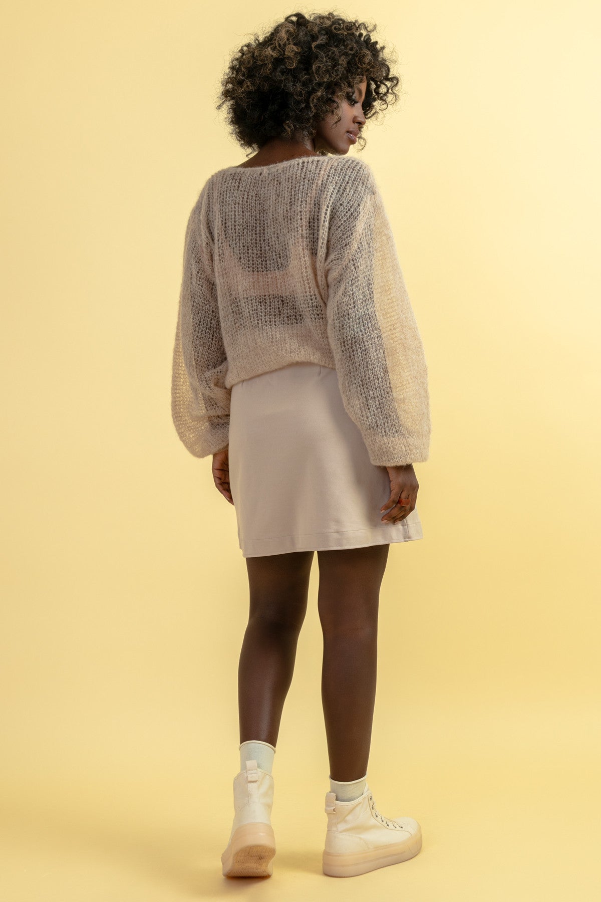 Lekki sweter z wełny alpaki beżowy - 3