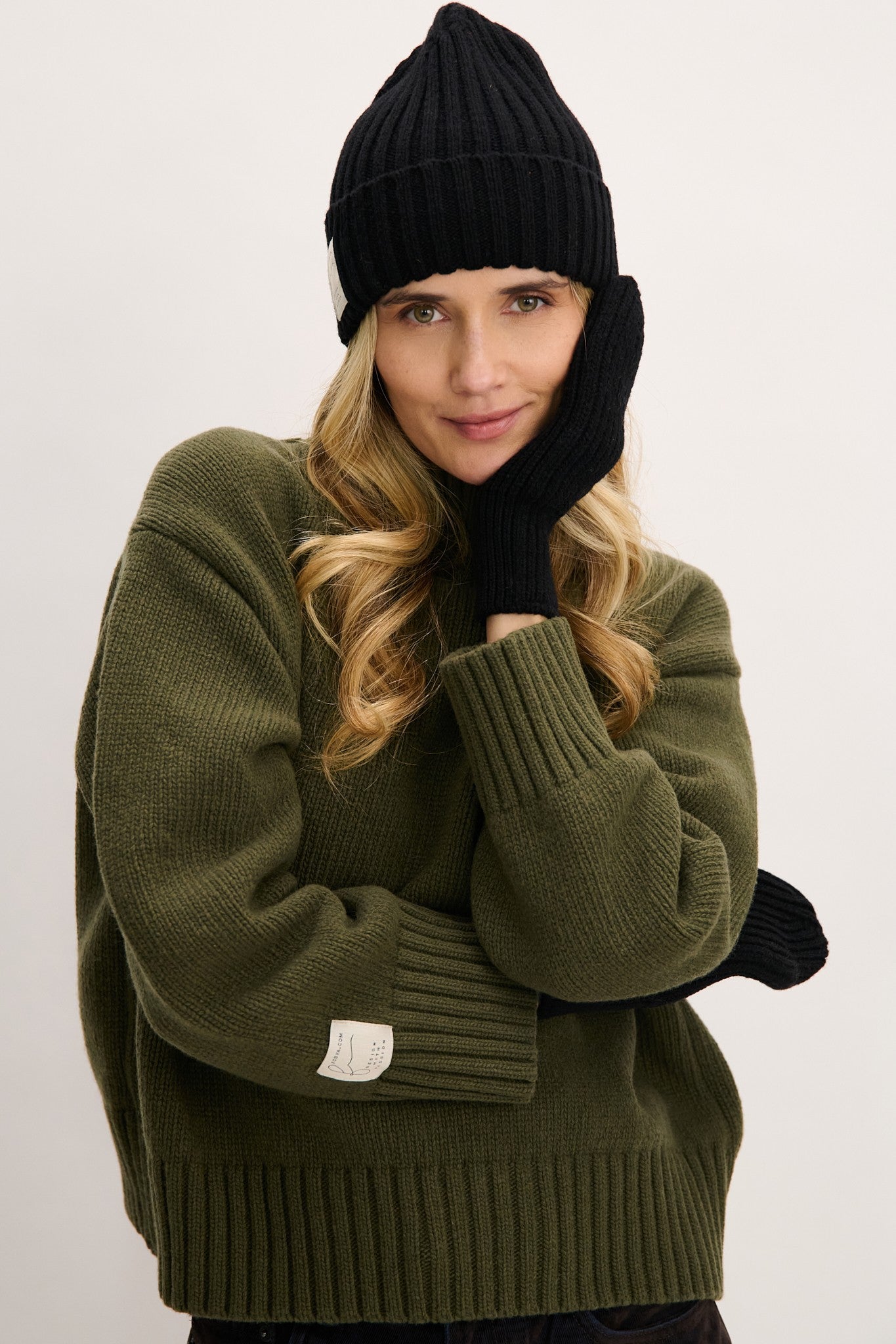 Rękawiczki z wełny merynos czarny - 1