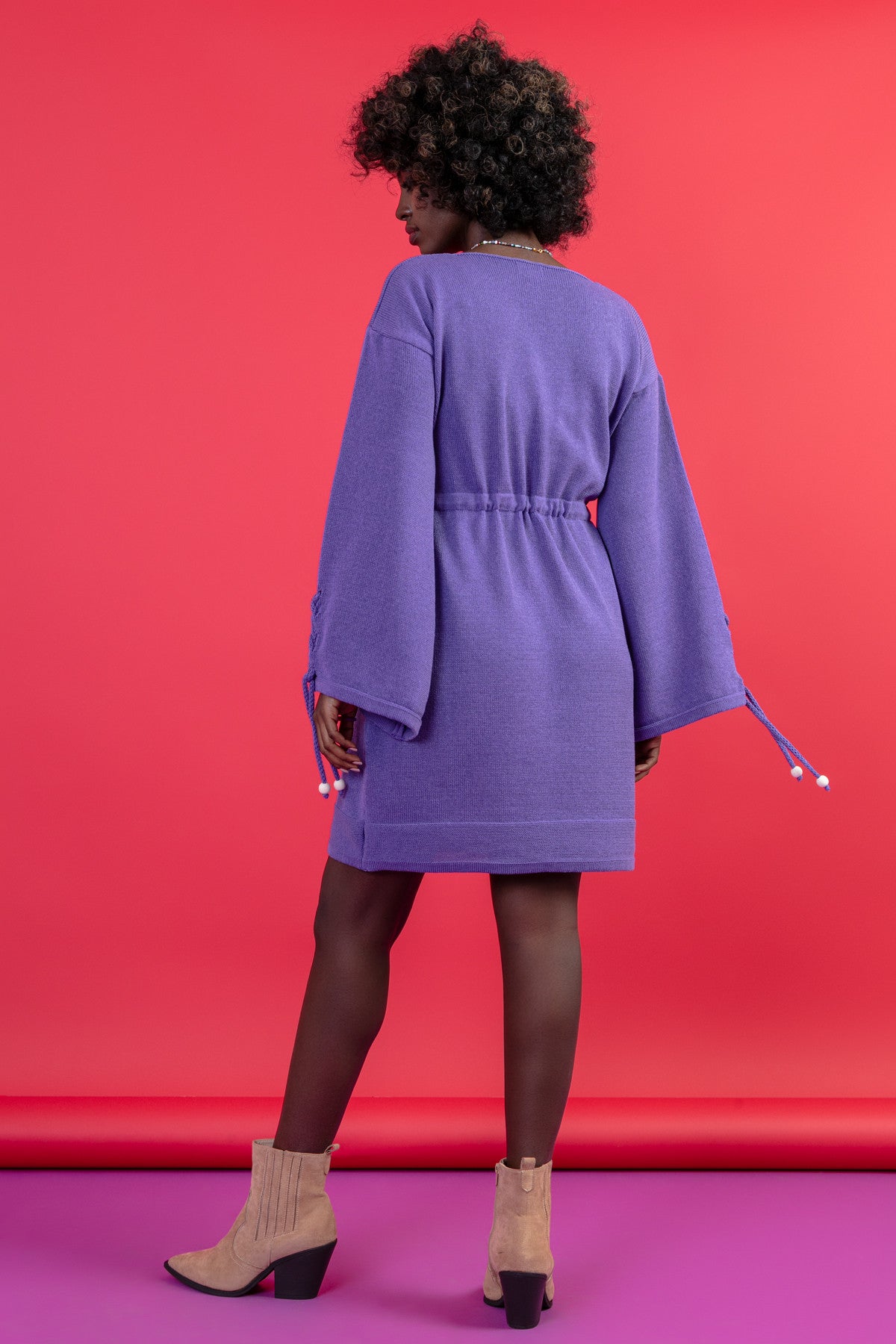 Sukienka kopertowa w stylu boho fioletowy - 9