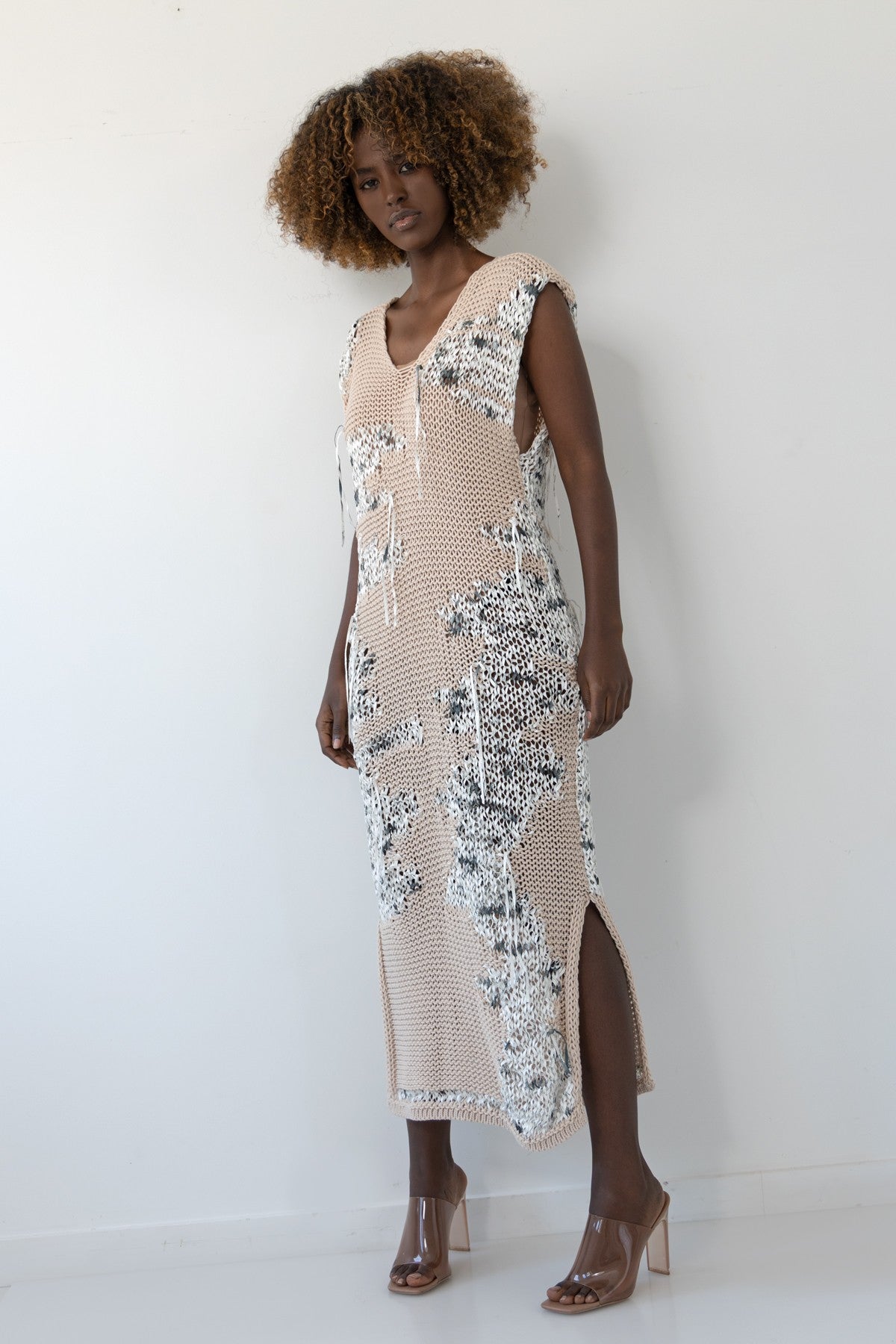 Sukienka plażowa ażurowa beżowy - 4