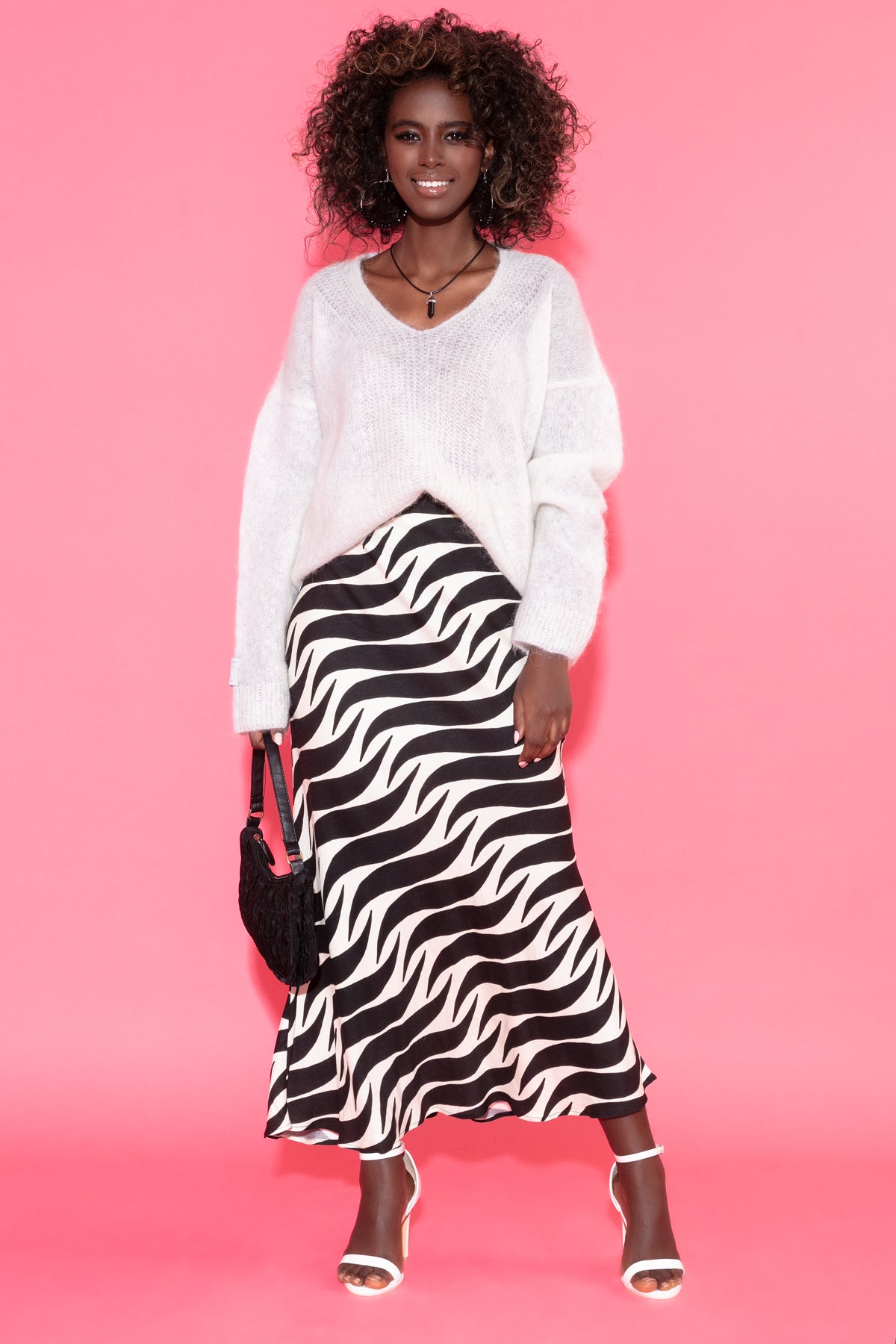 Sweter z dekoltem z wełny alpaki ecru - 7