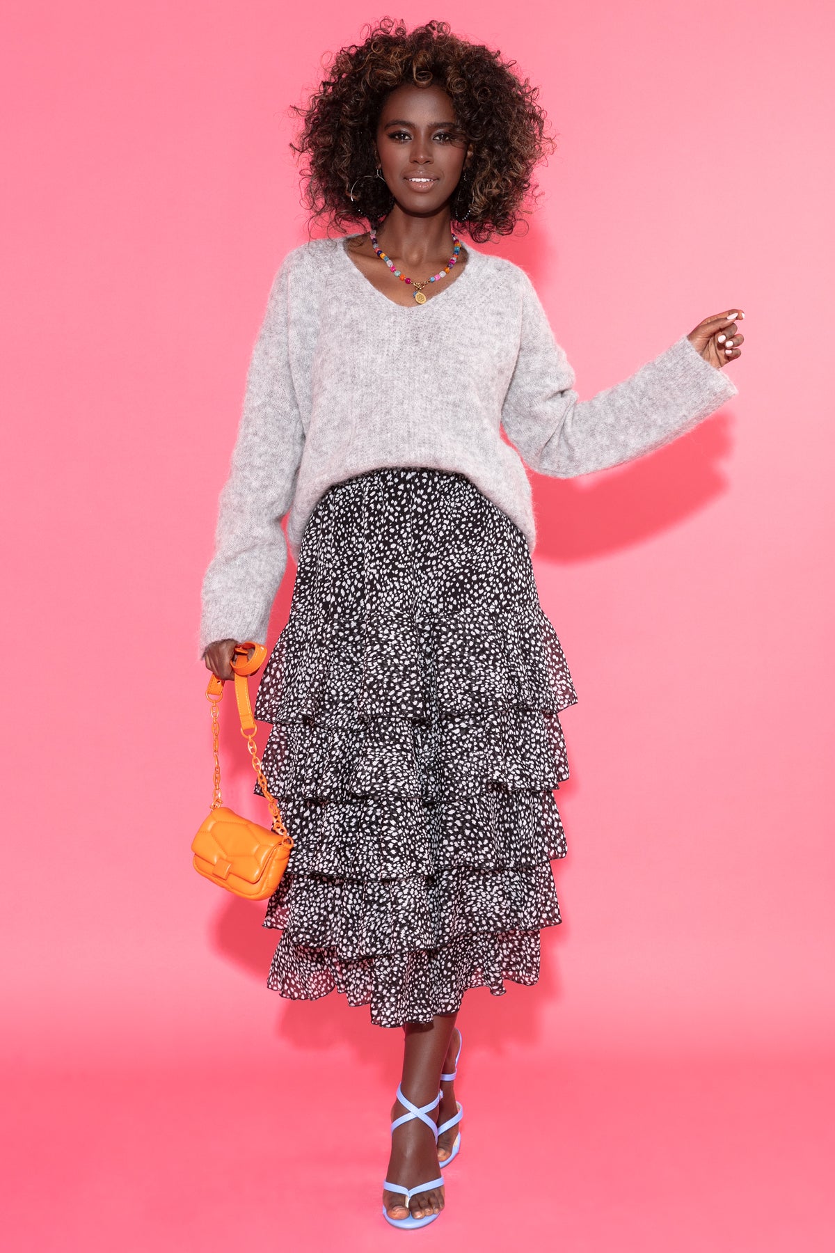 Sweter z dekoltem z wełny alpaki szary - 12