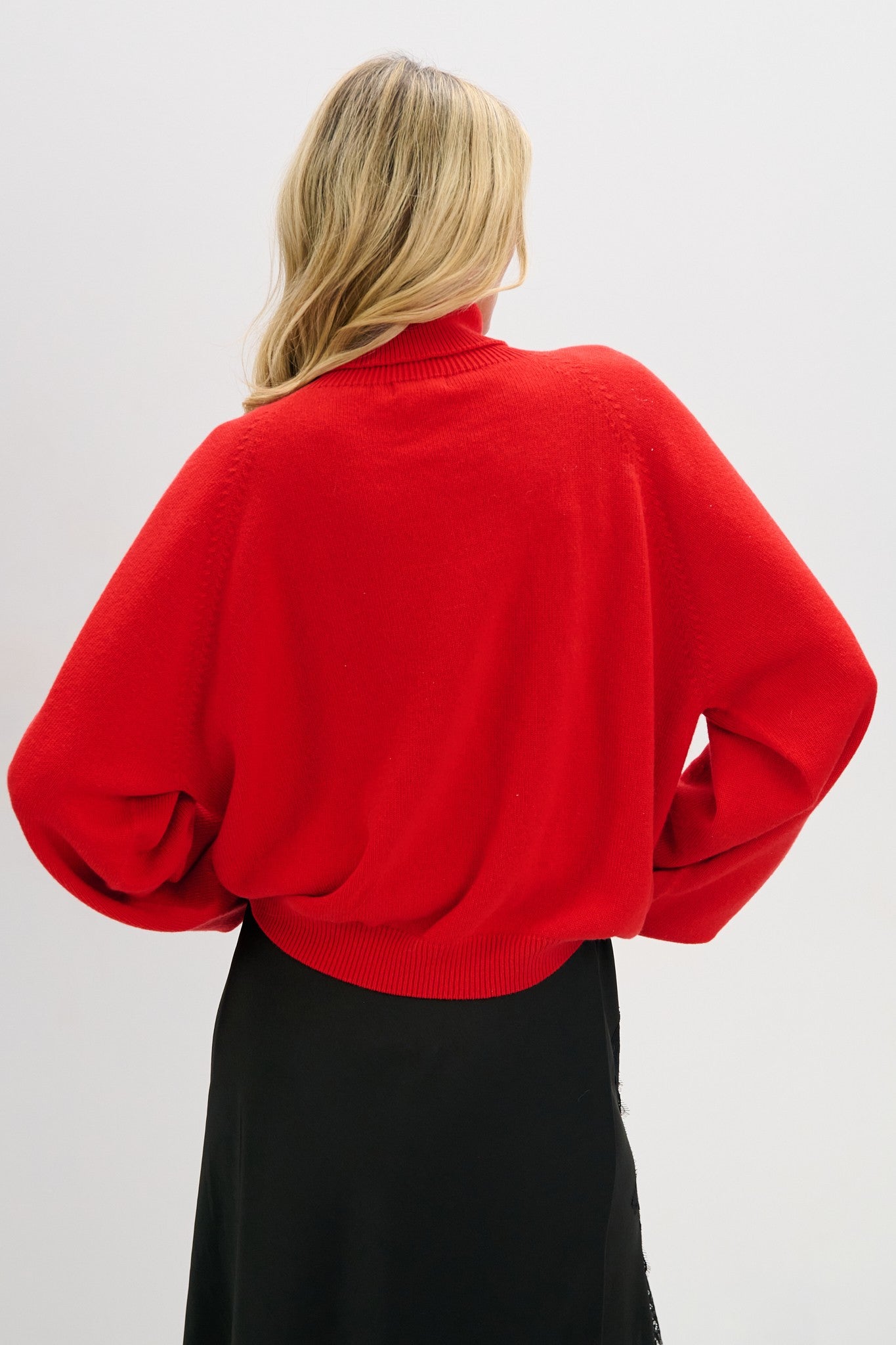 Sweter z kaszmiru z golfem CASHMERE VELVET AIR czerwony - 5