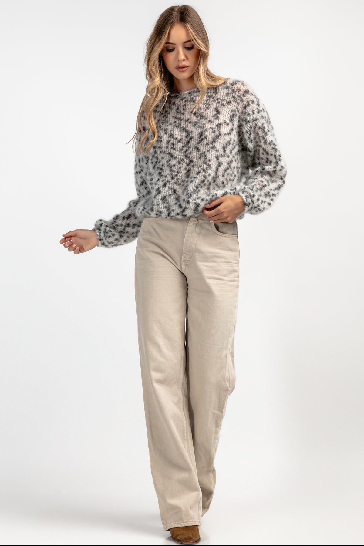 Sweter z wełny kid moher Snow Polar Dream szary - 4