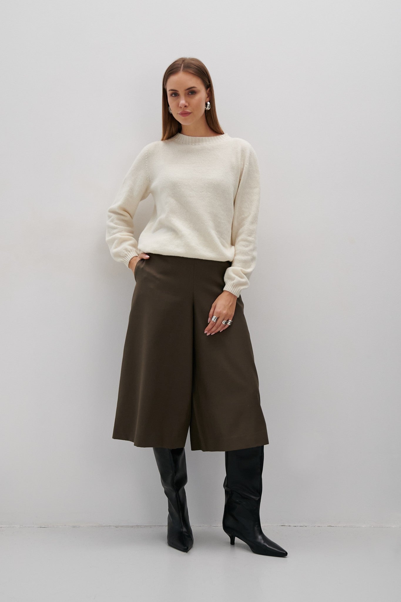 Sweter z wełny merynos ecru - 4