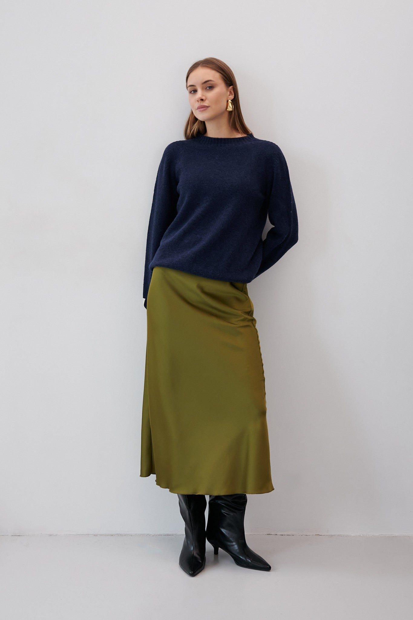 Sweter z wełny merynos granat granatowy - 3