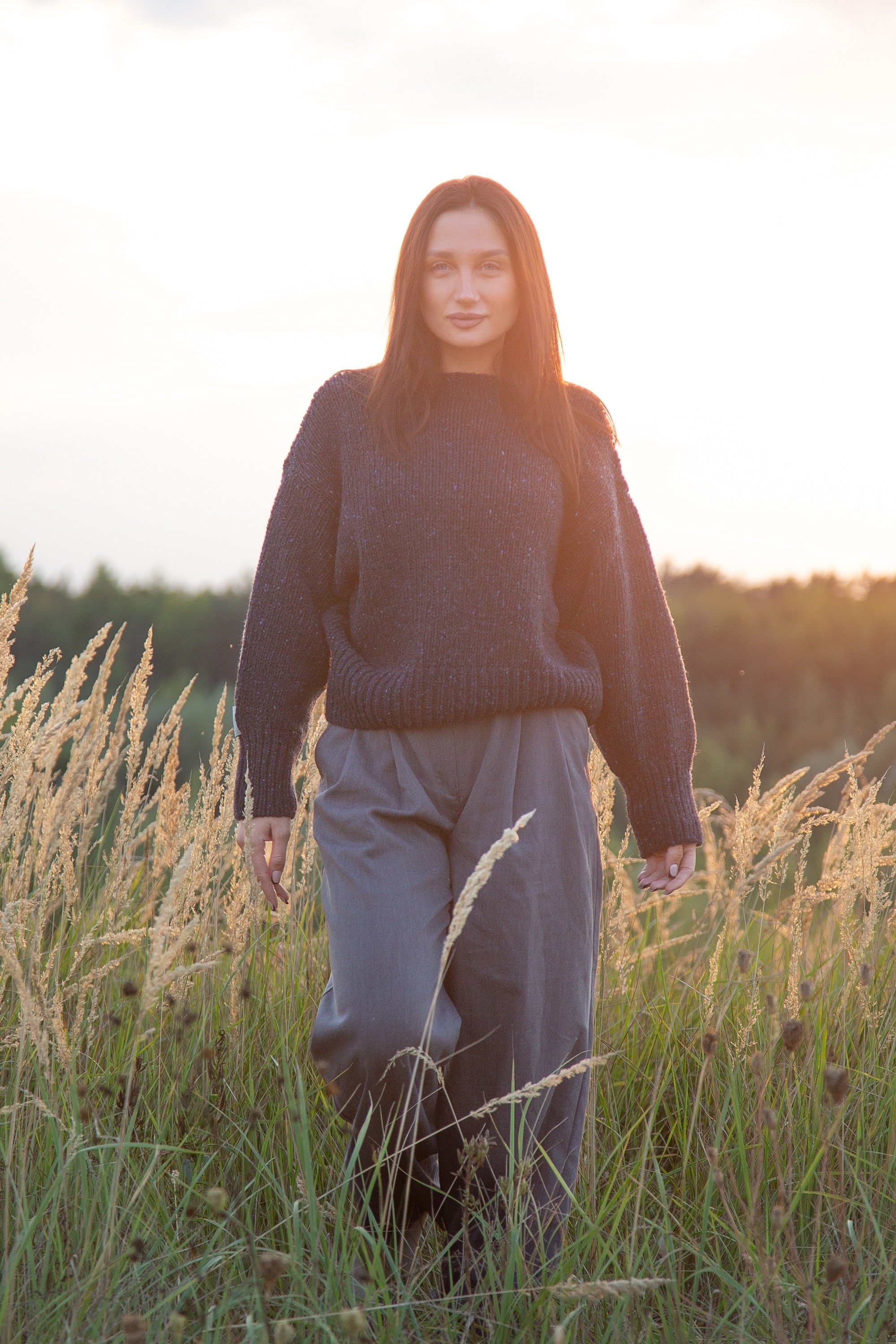 Sweter z wełny Midnight Sky granat granatowy - 9