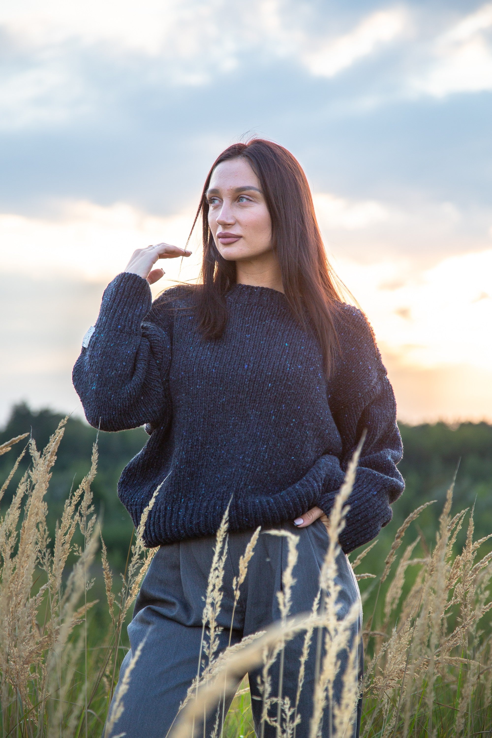 Sweter z wełny Midnight Sky granat granatowy - 3