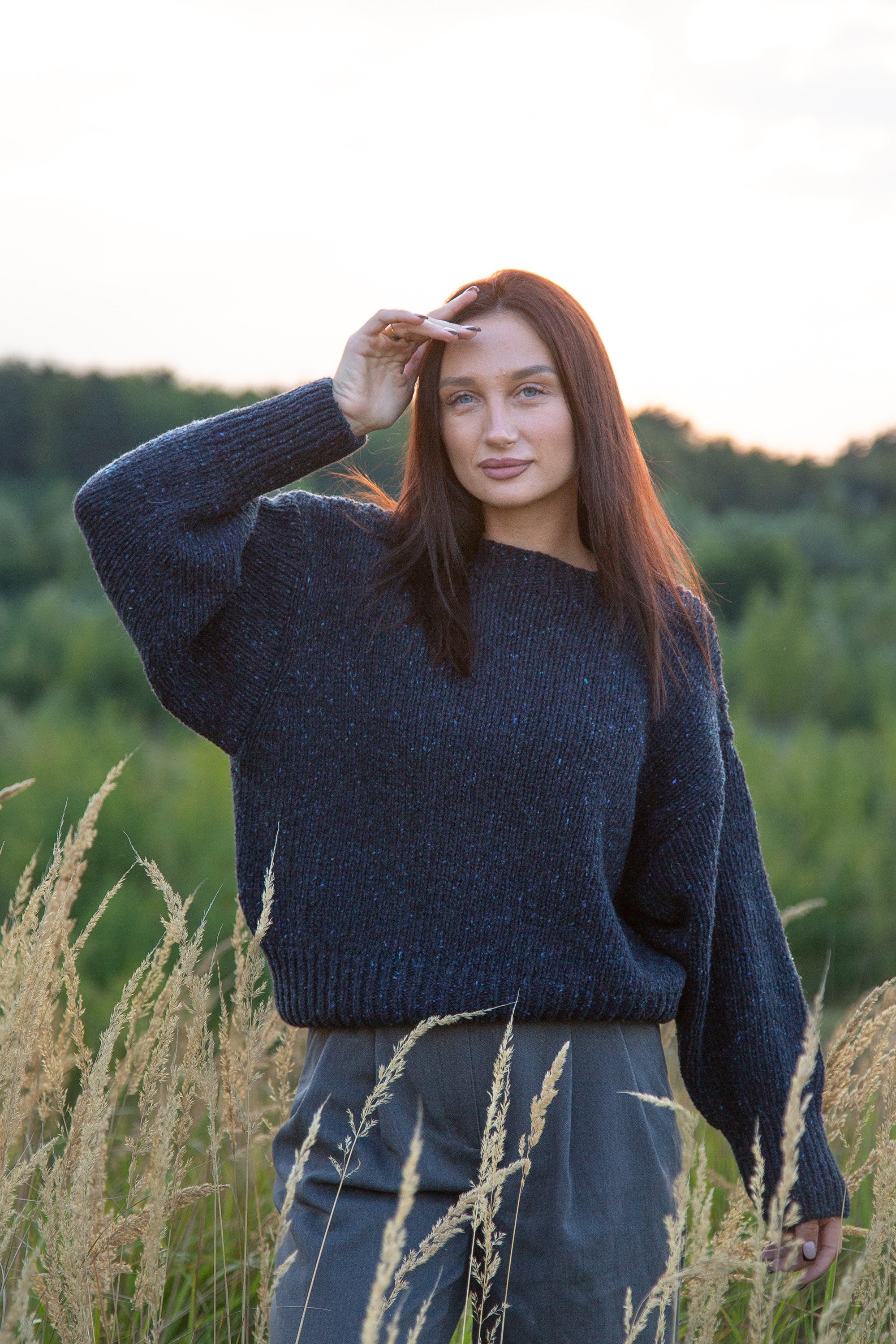 Sweter z wełny Midnight Sky granat granatowy - 1