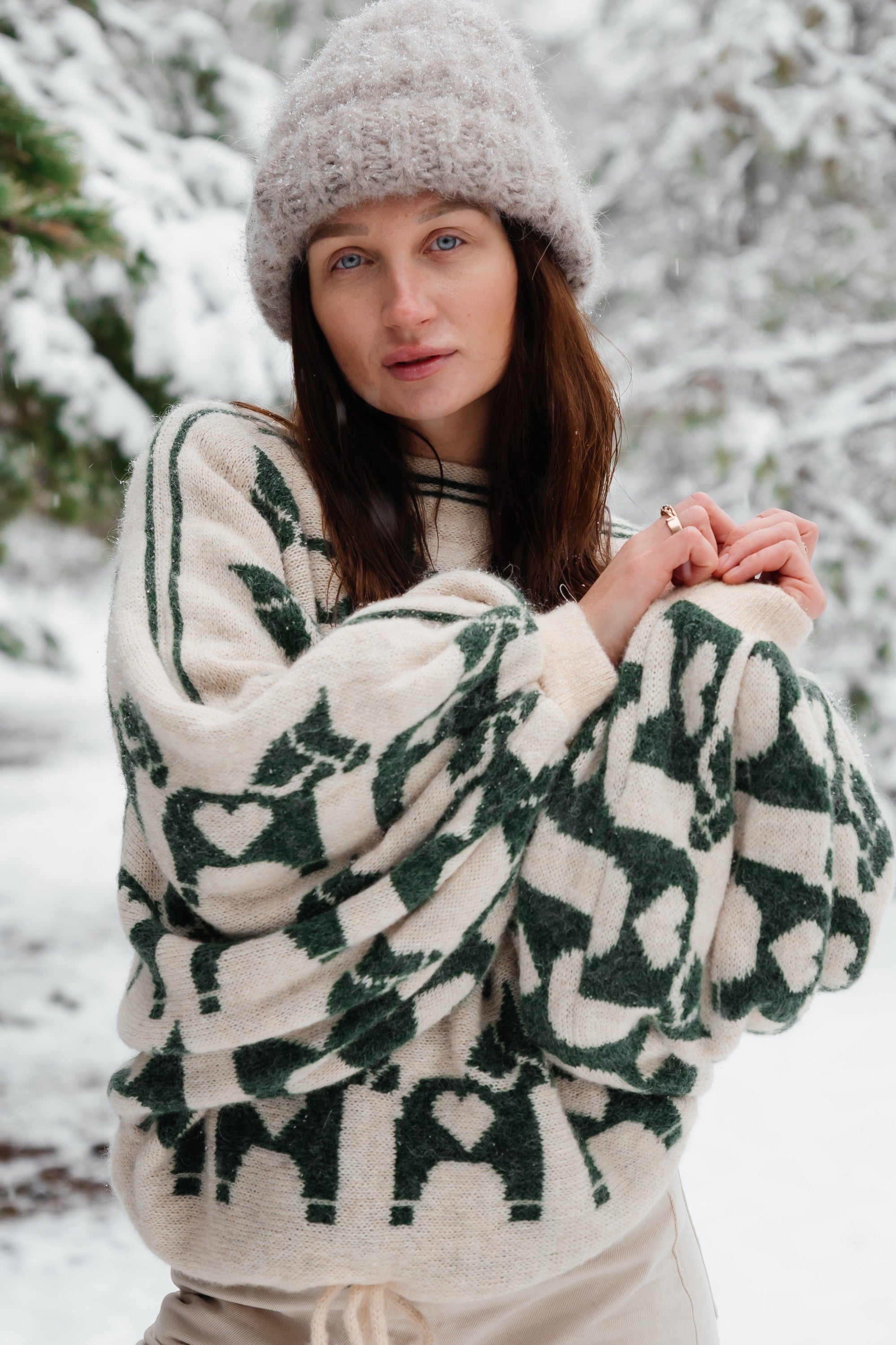 Sweter żakardowy Ponies zielony - 7