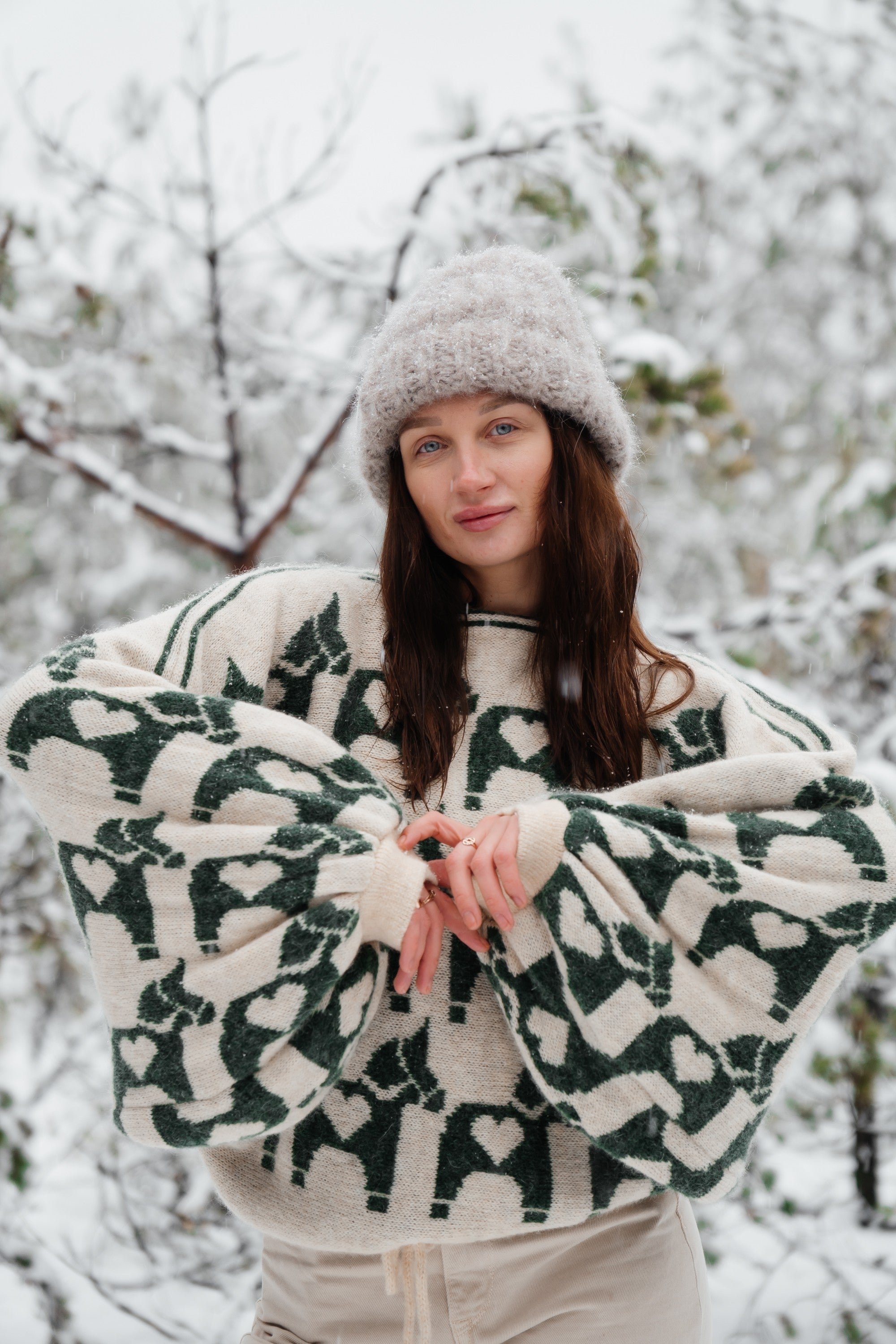 Sweter żakardowy Ponies zielony - 3