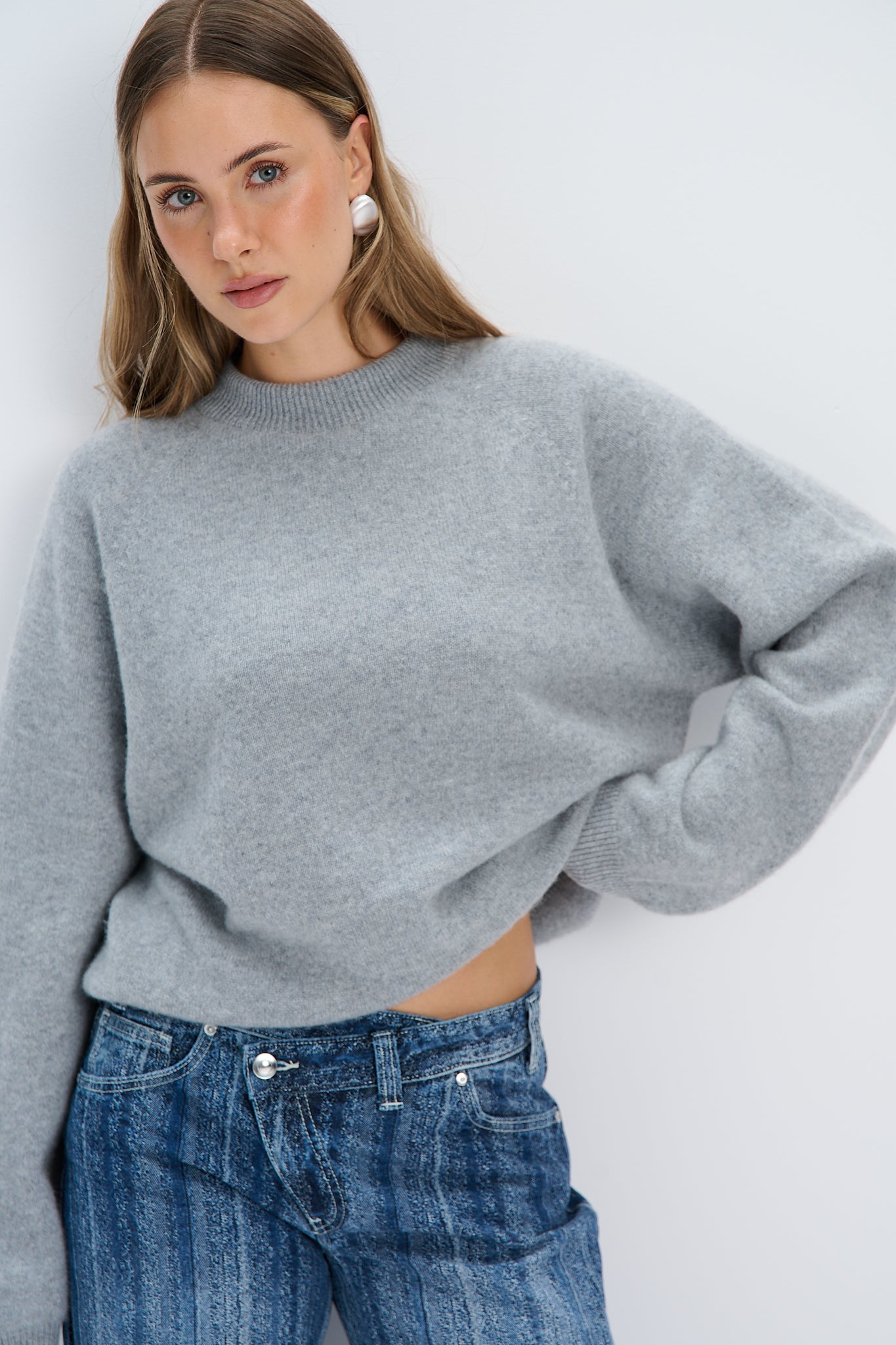Kaschmir-Velours-Pullover in Hellrosa