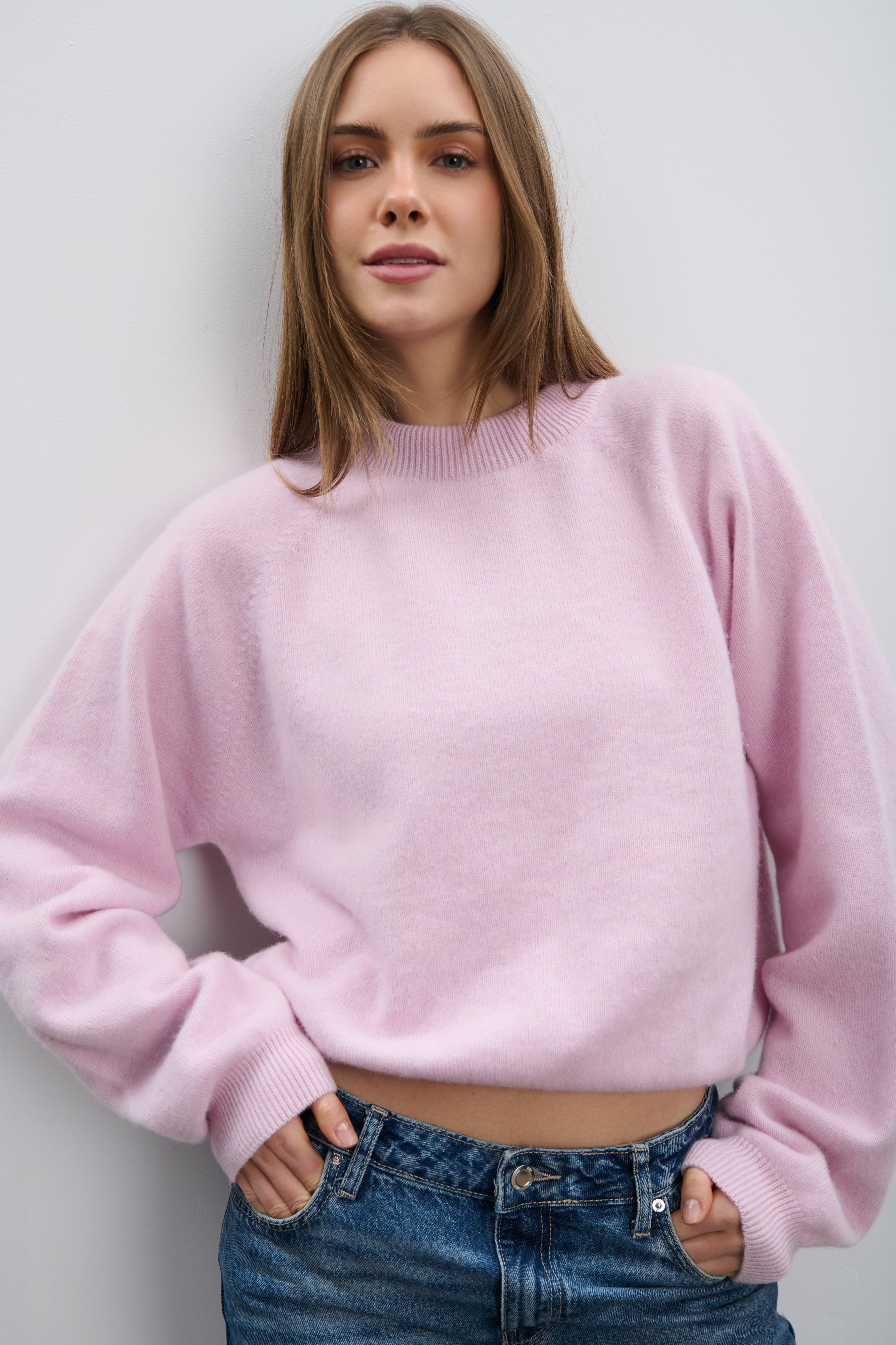 Sweter z kaszmiru Cashmere Velvet Air jasny różowy