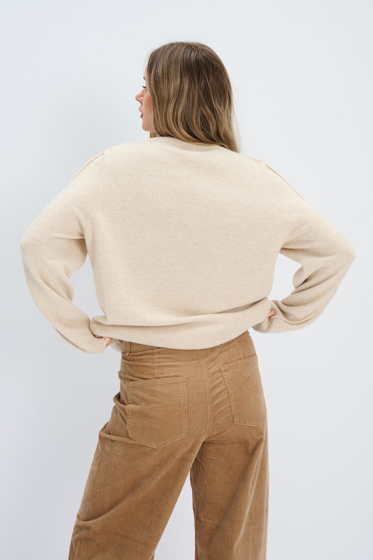 Sweter z kaszmiru i wełny merynos Softscape beżowy