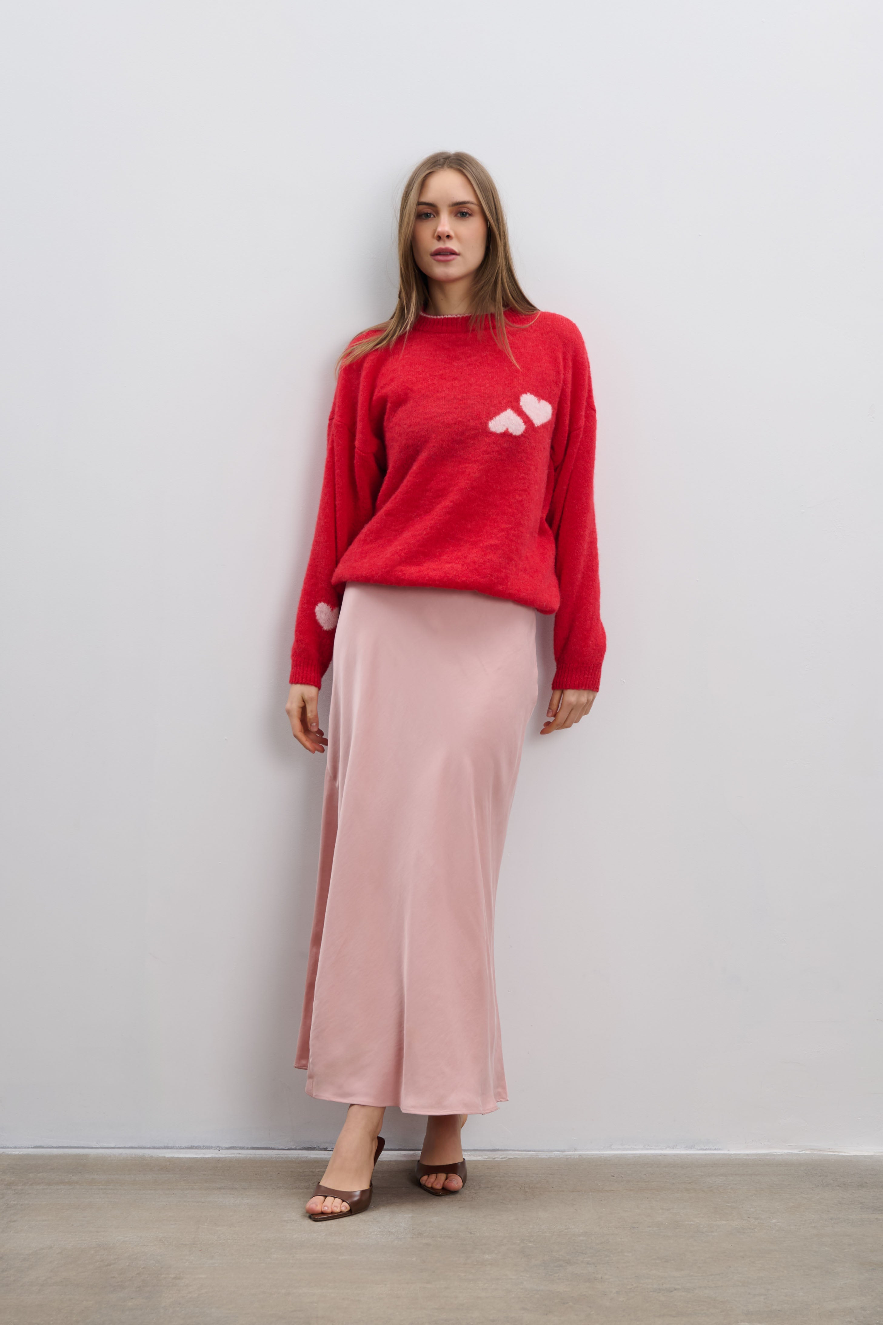 Sweter z wełny alpaki Heart Touch czerwony