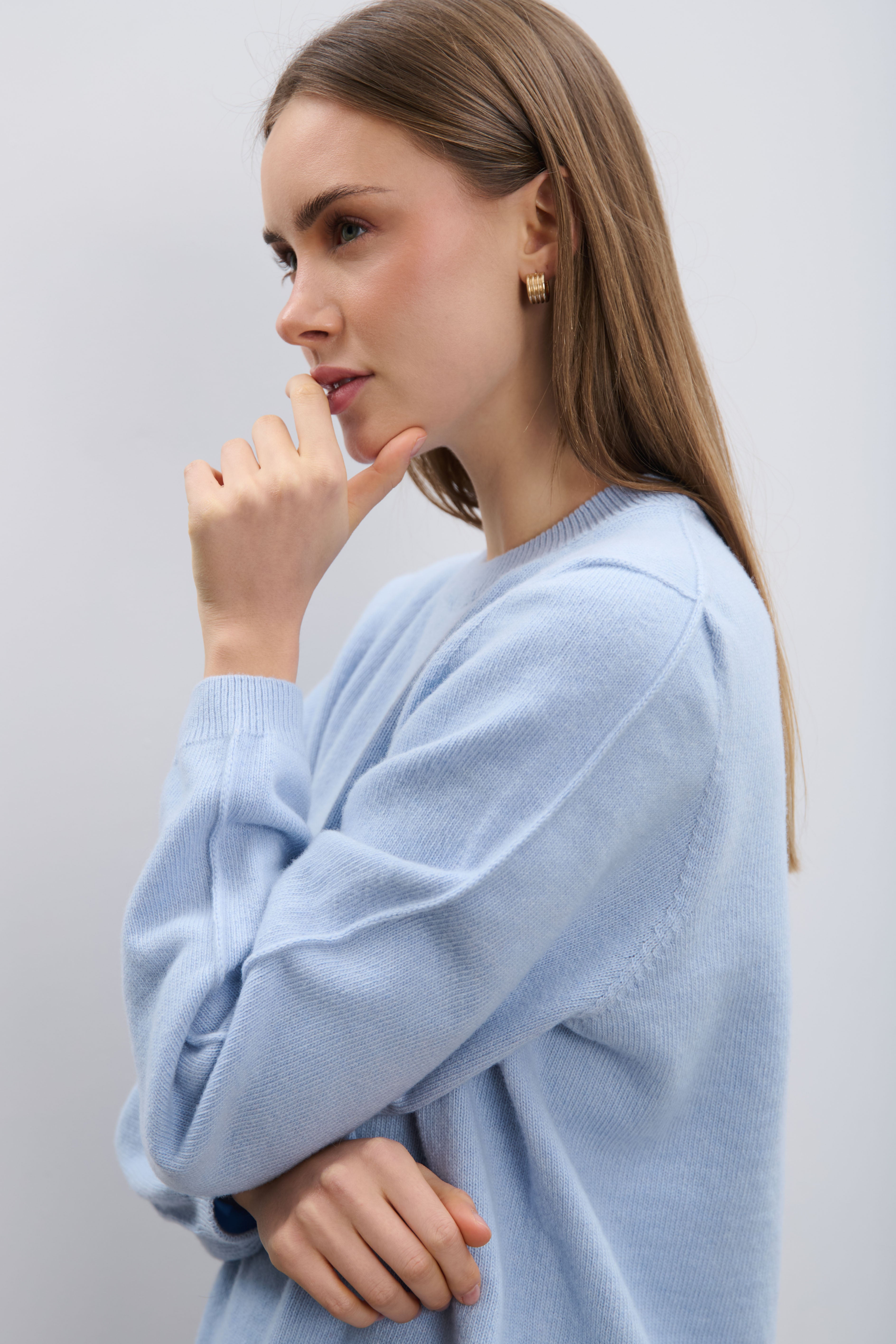 Sweter z kaszmiru i wełny merynos Softscape niebieski