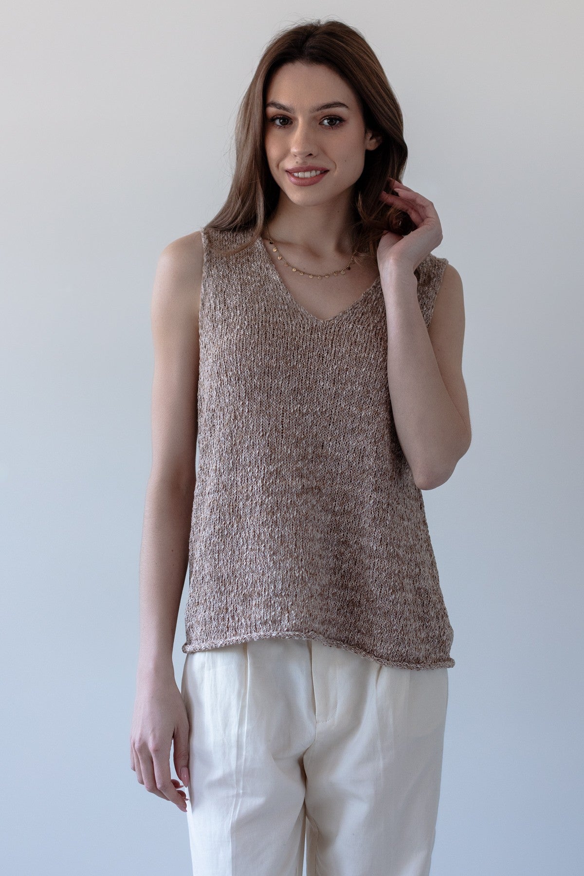 Top z bawełny organicznej beż beżowy - 2