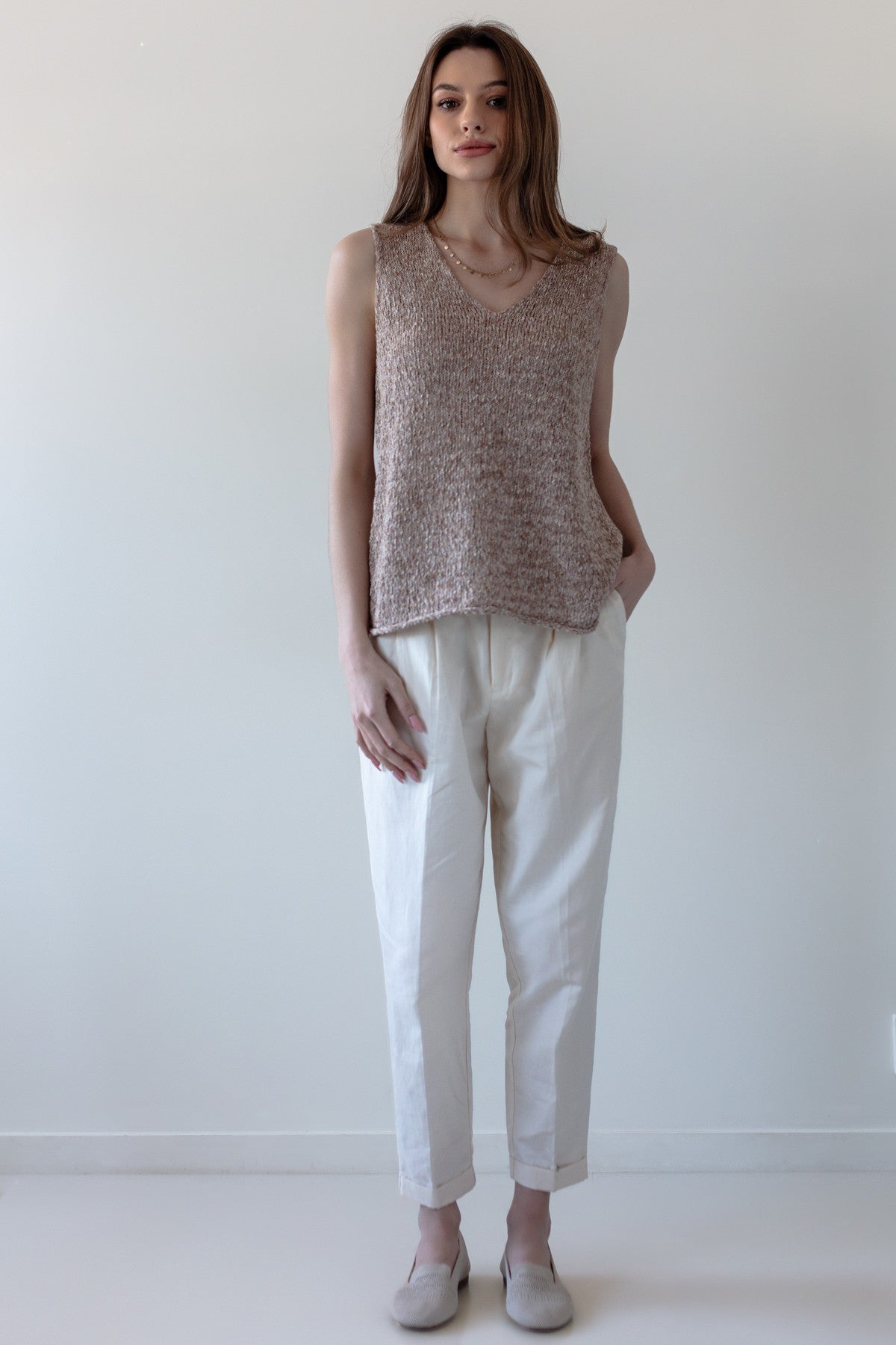 Top z bawełny organicznej beż beżowy - 1