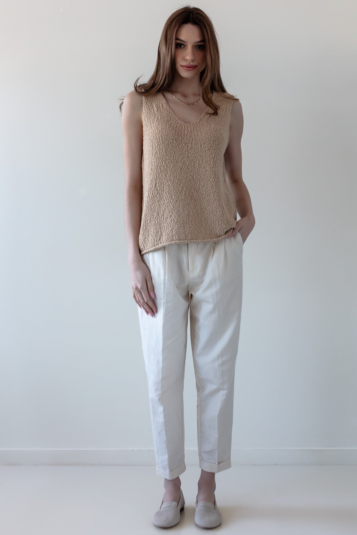 Top z bawełny organicznej karmel karmelowy - 2