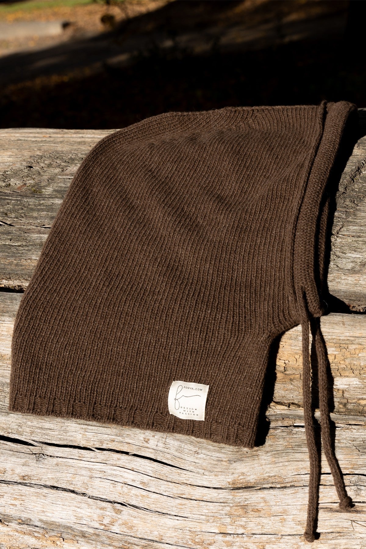 Wełniana balaclava kominiarka brązowy - 1