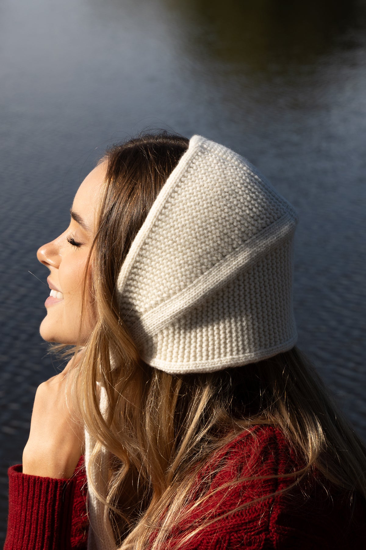 Wełniana chusta w stylu vintage ecru - 4