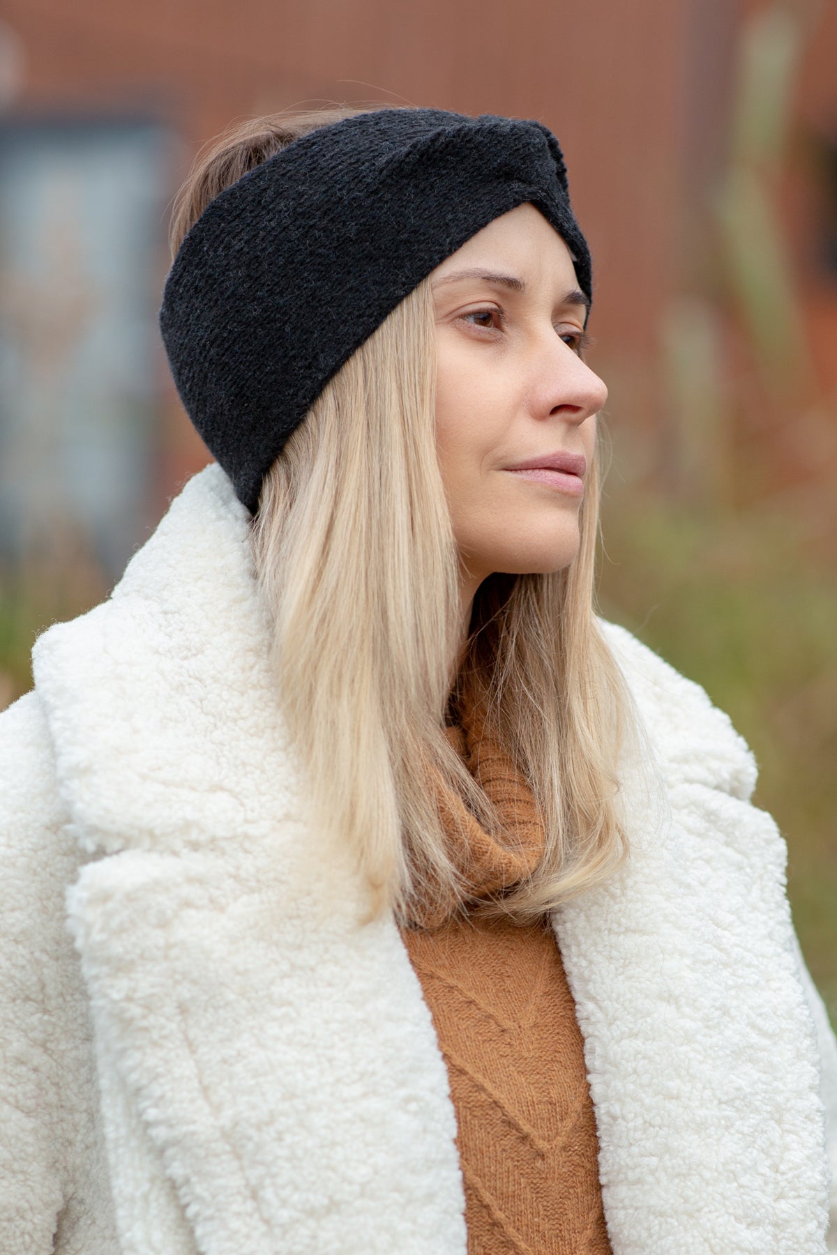 Wełniana opaska czarny - 5