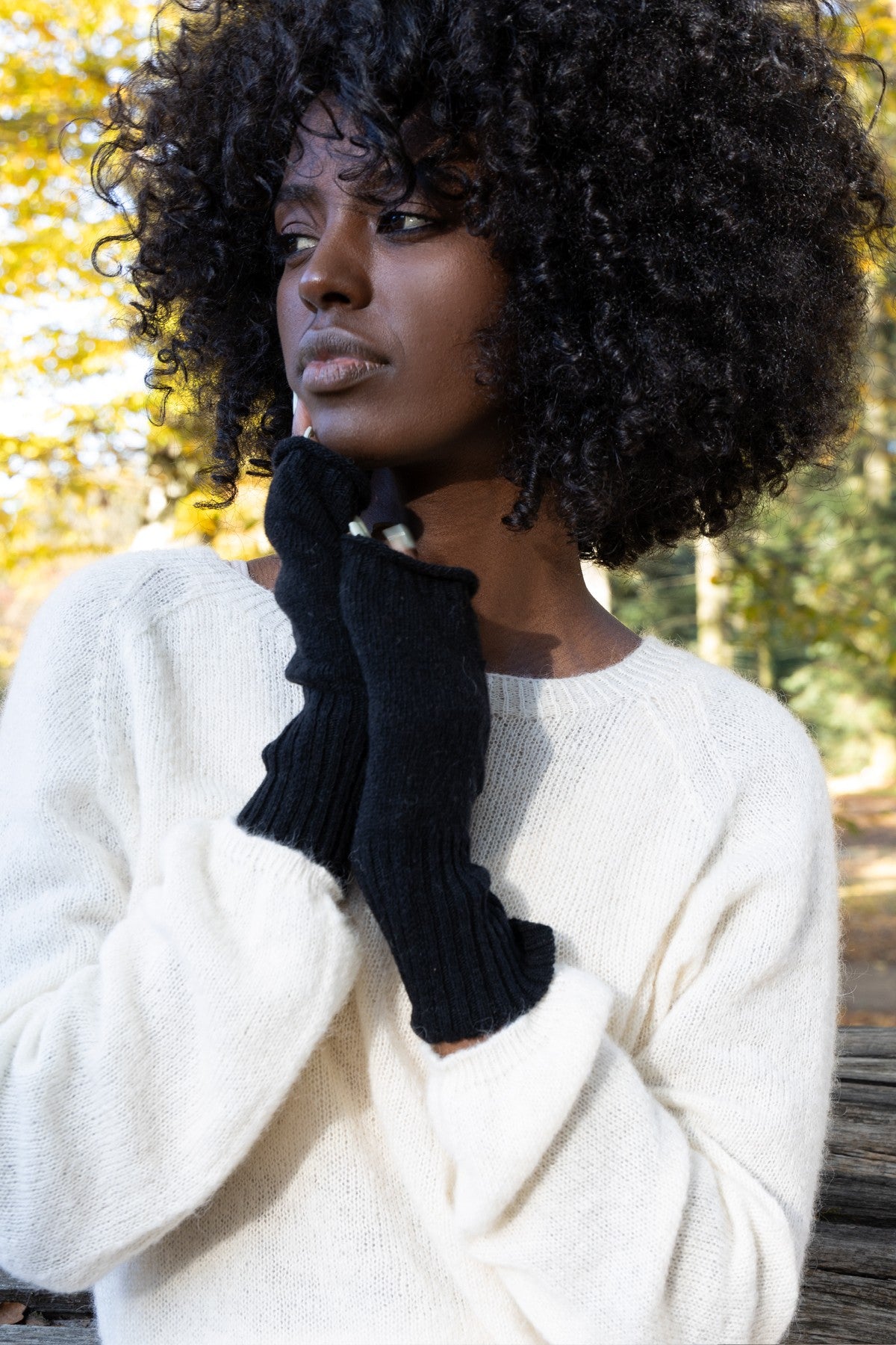 Wełniane mitenki czarny - 1