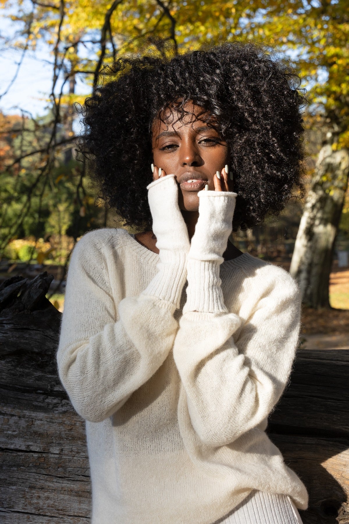 Wełniane mitenki - ecru - 2