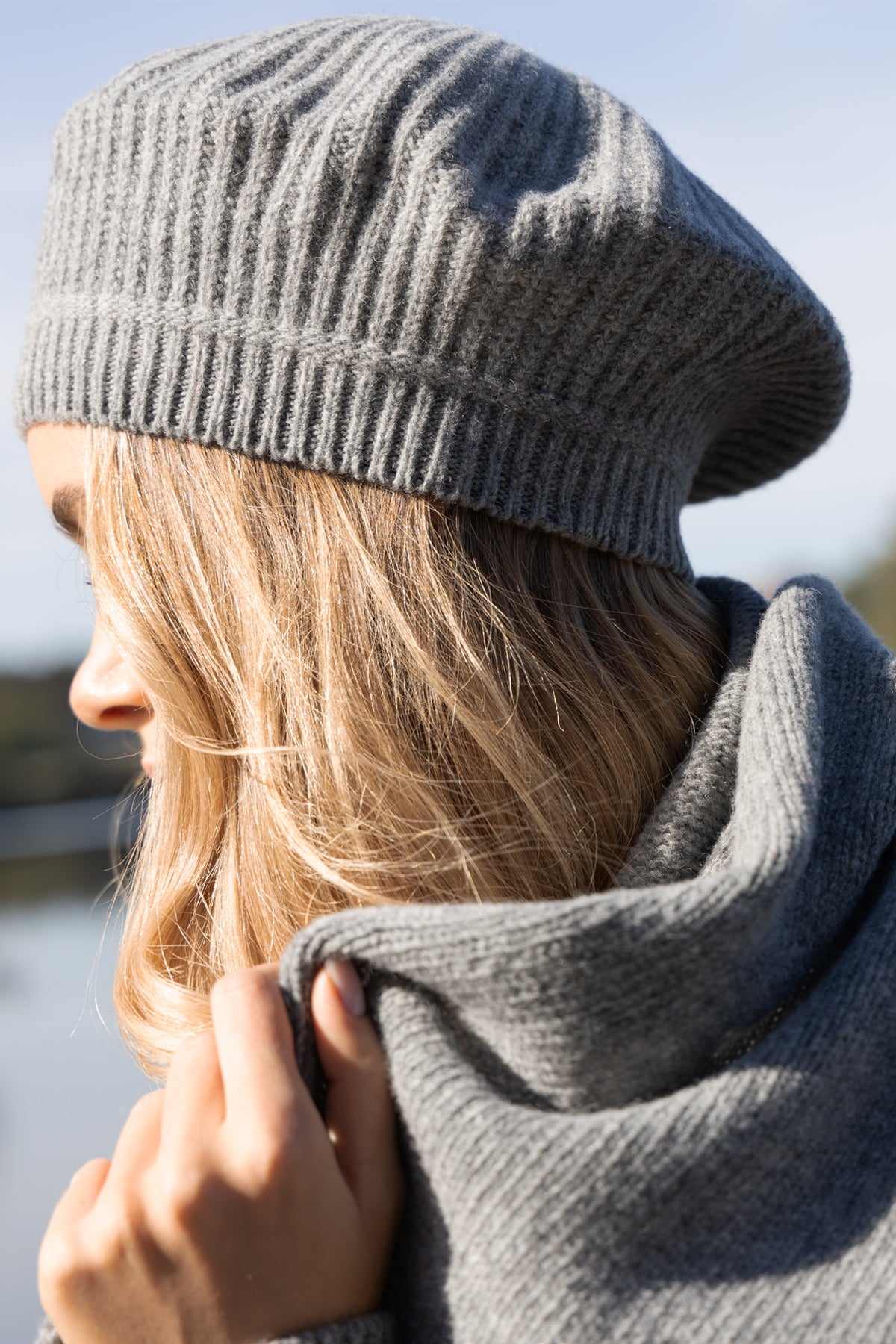 Wełniany beret szary - 3