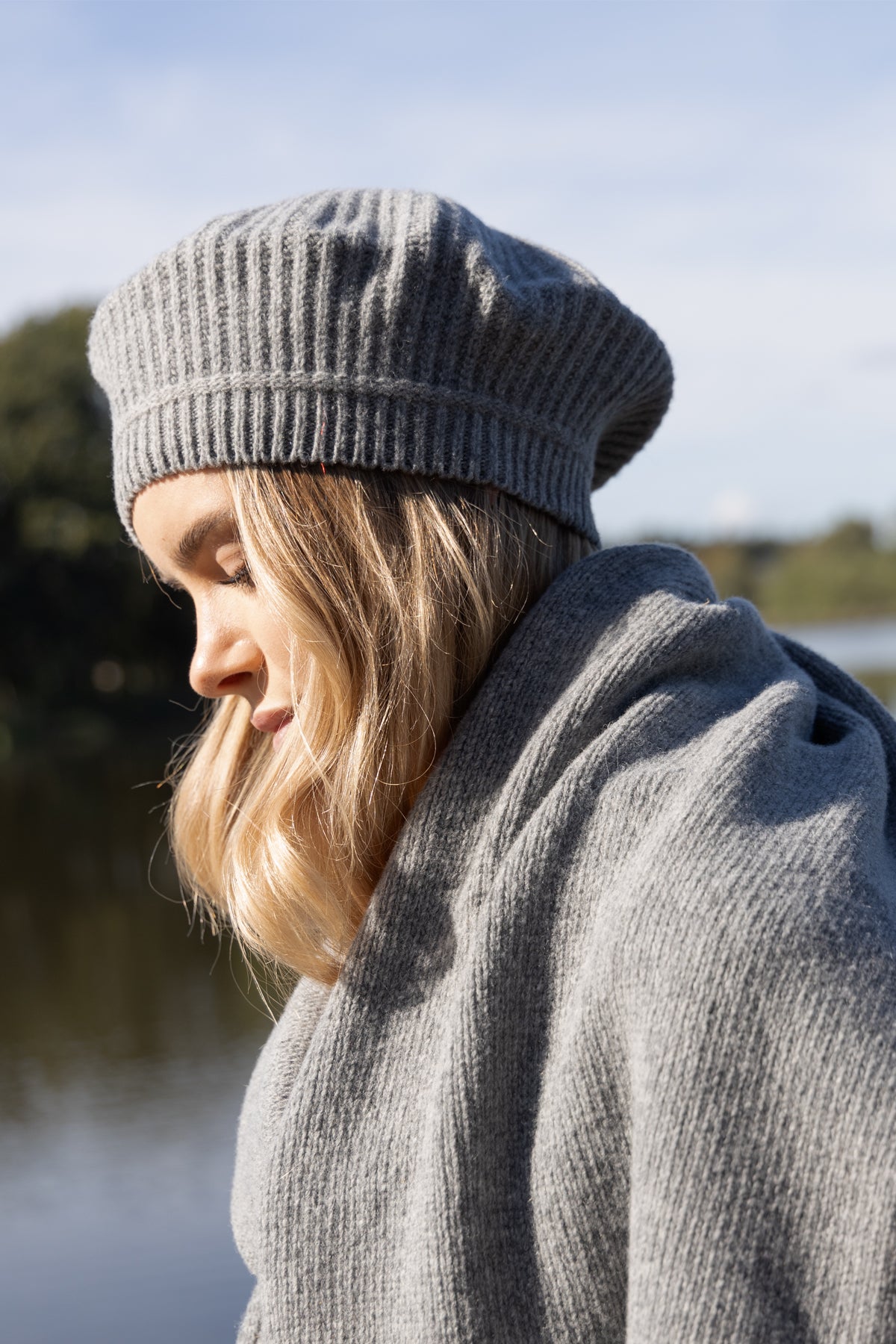 Wełniany beret szary - 5