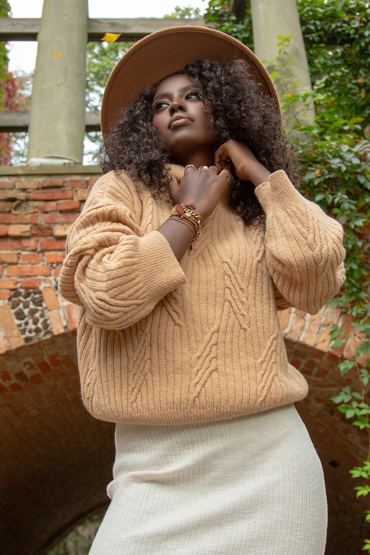 Wełniany klasyczny sweter golf premium karmelowy - 7