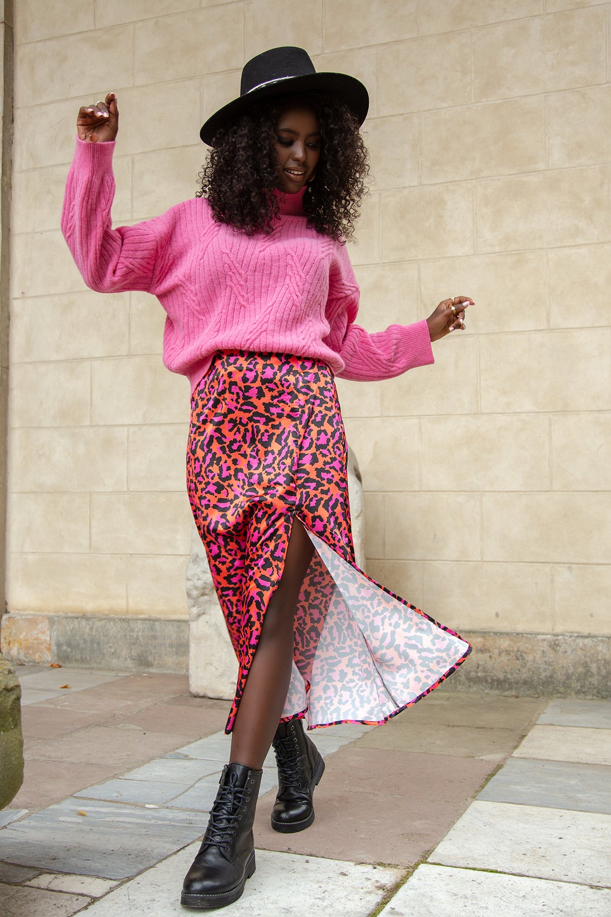 Wełniany klasyczny sweter golf premium różowy - 10