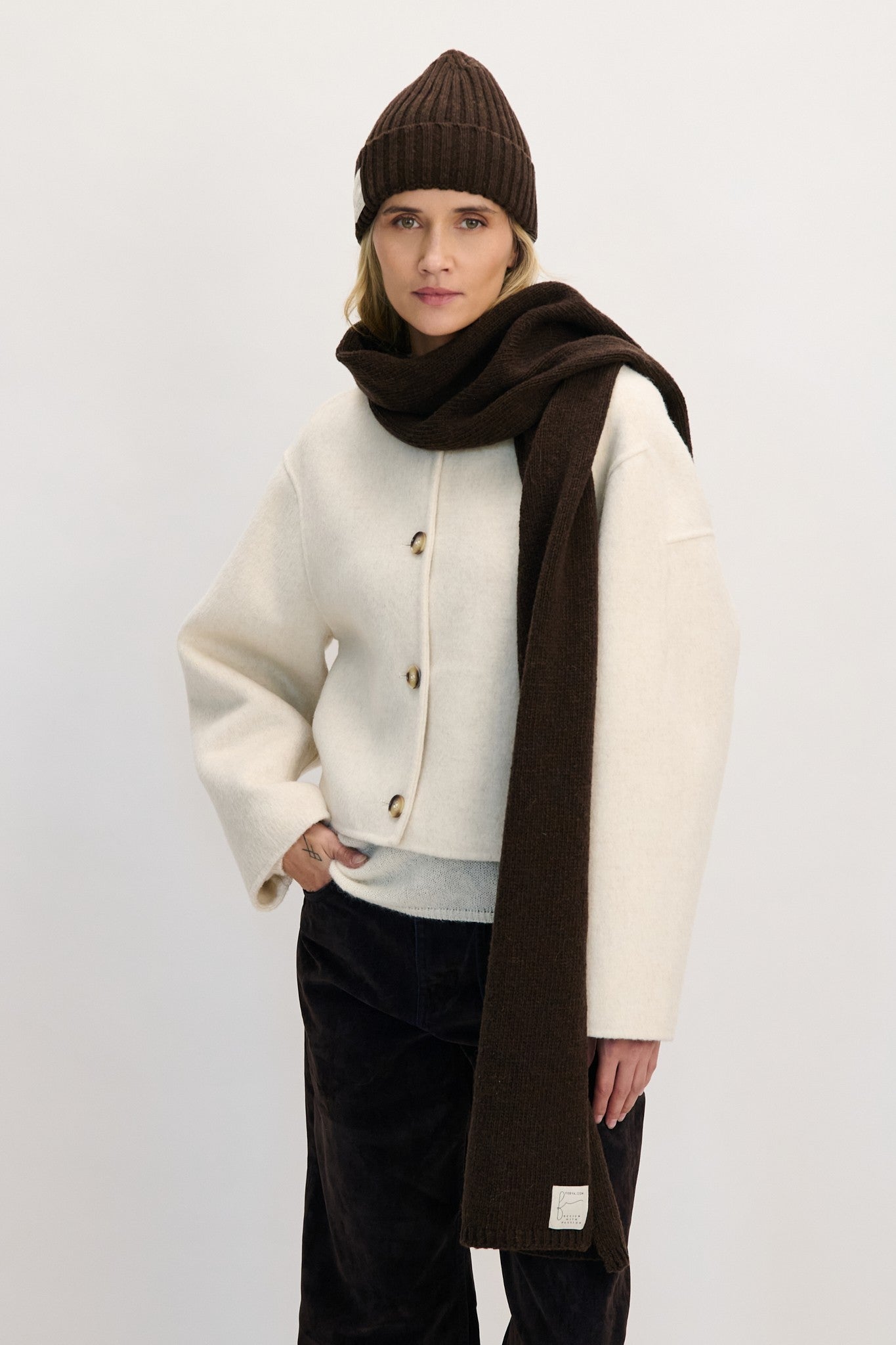 Wełniany szal brązowy - 1