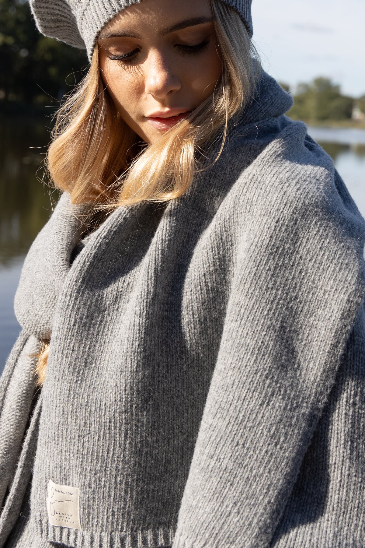 Wełniany szal szary - 1